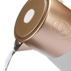 Βραστήρας Russell Hobbs Calm 27450-70, 2400W, 1,7 l, 40-100°C, Αθόρυβο βράσιμο, Κουμπιά αφής, Ηχητικές ειδοποιήσεις, 6 εναλλασσόμενα χρώματα, Προστασία, χωρίς BPA και PFAS, Λευκό/χρυσό