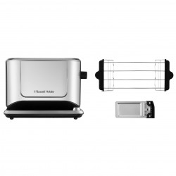 Τοστιέρα ψωμιού Russell Hobbs Attentiv 26210-56, 1640W, 2 φέτες, 6 στάδια, κεντράρισμα, έλεγχος αφής, LED, αποθήκευση, υψηλή ανύψωση, χωρίς BPA και PFAS, Inox/μαύρο