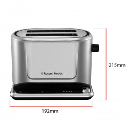 Τοστιέρα ψωμιού Russell Hobbs Attentiv 26210-56, 1640W, 2 φέτες, 6 στάδια, κεντράρισμα, έλεγχος αφής, LED, αποθήκευση, υψηλή ανύψωση, χωρίς BPA και PFAS, Inox/μαύρο