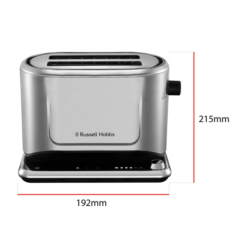 Τοστιέρα ψωμιού Russell Hobbs Attentiv 26210-56, 1640W, 2 φέτες, 6 στάδια, κεντράρισμα, έλεγχος αφής, LED, αποθήκευση, υψηλή ανύψωση, χωρίς BPA και PFAS, Inox/μαύρο