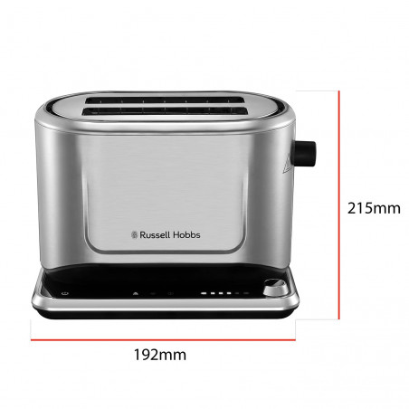 Τοστιέρα ψωμιού Russell Hobbs Attentiv 26210-56, 1640W, 2 φέτες, 6 στάδια, κεντράρισμα, έλεγχος αφής, LED, αποθήκευση, υψηλή ανύψωση, χωρίς BPA και PFAS, Inox/μαύρο