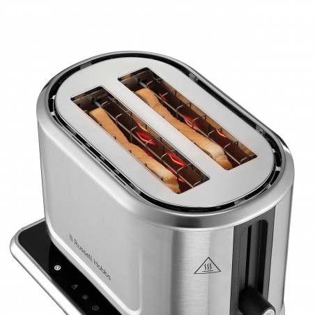 Τοστιέρα ψωμιού Russell Hobbs Attentiv 26210-56, 1640W, 2 φέτες, 6 στάδια, κεντράρισμα, έλεγχος αφής, LED, αποθήκευση, υψηλή ανύψωση, χωρίς BPA και PFAS, Inox/μαύρο