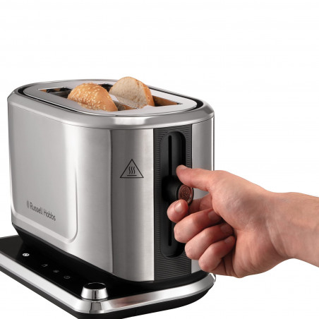 Τοστιέρα ψωμιού Russell Hobbs Attentiv 26210-56, 1640W, 2 φέτες, 6 στάδια, κεντράρισμα, έλεγχος αφής, LED, αποθήκευση, υψηλή ανύψωση, χωρίς BPA και PFAS, Inox/μαύρο