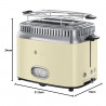 Russell Hobbs Retro Vintage Κρέμα Τοστιέρα 21682-56, 1300W, 2 φέτες, 6 επίπεδα, Κλίμακα ένδειξης ρετρό, Lift & Look, Γρήγορη φρυγανιά, Κρέμα/Inox
