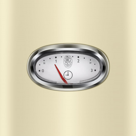 Russell Hobbs Retro Vintage Κρέμα Τοστιέρα 21682-56, 1300W, 2 φέτες, 6 επίπεδα, Κλίμακα ένδειξης ρετρό, Lift & Look, Γρήγορη φρυγανιά, Κρέμα/Inox