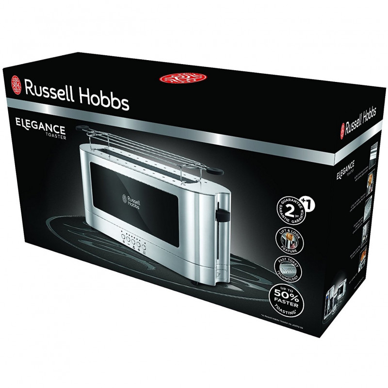 Τοστιέρα Elegance της Russell Hobbs 23380-56, 1420W, 2 φιλέτα, 6 μοίρες, Lift & Look, Inox/μαύρο