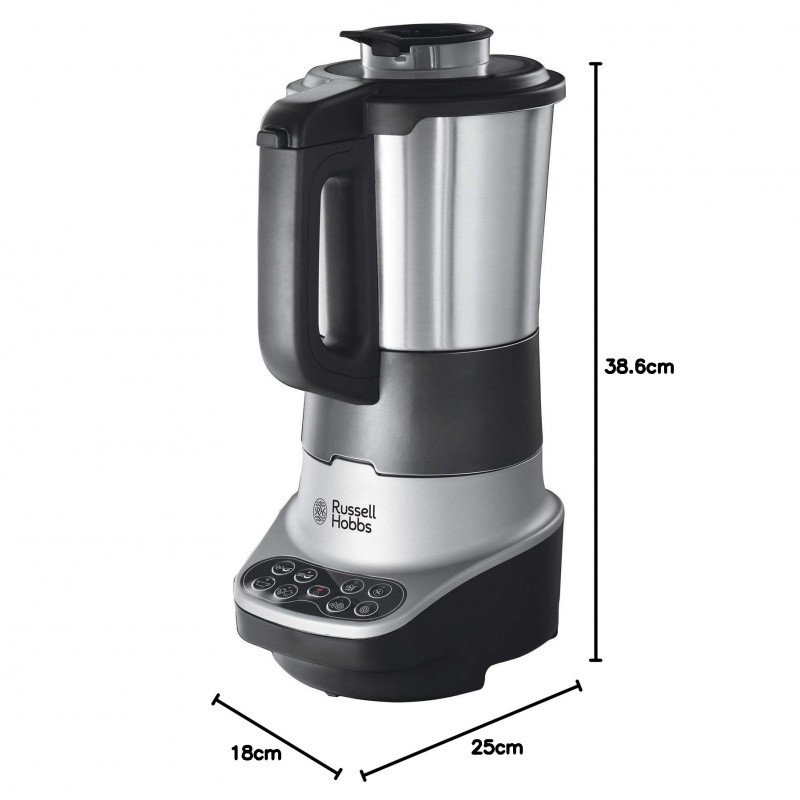 Russell Hobbs Soup & Blend 21480-56, 1200W, 1.75L, θέρμανση, 8 προγράμματα, ηχητικός συναγερμός, σύστημα ασφαλείας, διατήρηση θερμότητας, μαύρο/Inox