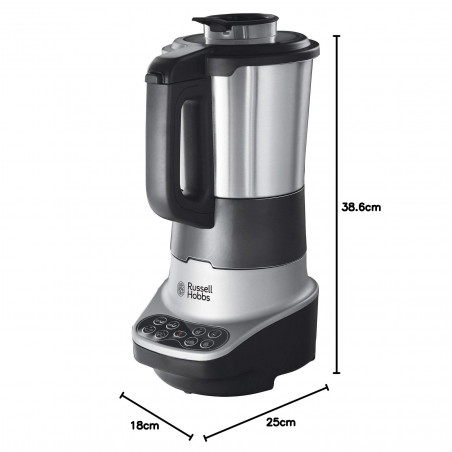 Russell Hobbs Soup & Blend 21480-56, 1200W, 1.75L, θέρμανση, 8 προγράμματα, ηχητικός συναγερμός, σύστημα ασφαλείας, διατήρηση θερμότητας, μαύρο/Inox