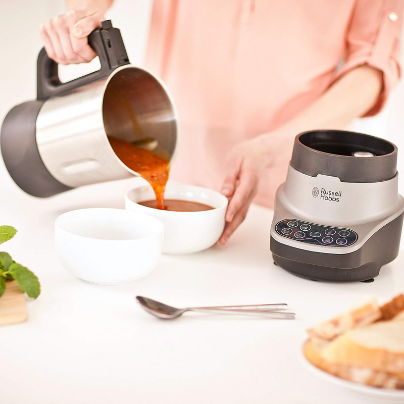 Russell Hobbs Soup & Blend 21480-56, 1200W, 1.75L, θέρμανση, 8 προγράμματα, ηχητικός συναγερμός, σύστημα ασφαλείας, διατήρηση θερμότητας, μαύρο/Inox