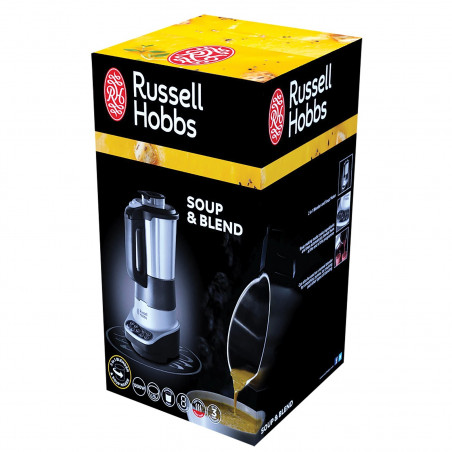 Russell Hobbs Soup & Blend 21480-56, 1200W, 1.75L, θέρμανση, 8 προγράμματα, ηχητικός συναγερμός, σύστημα ασφαλείας, διατήρηση θερμότητας, μαύρο/Inox