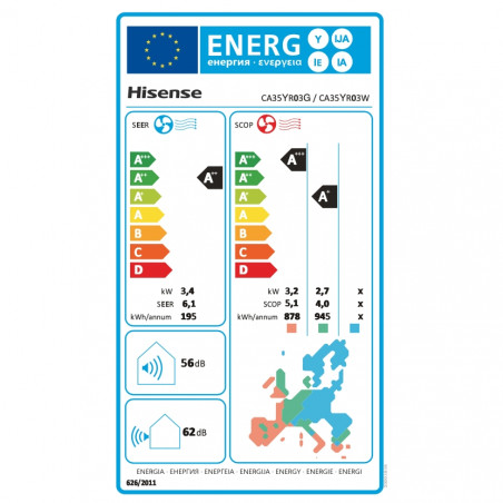 Κλιματιστικό Inverter Hisense Easy Smart CA35YR03, 12000 BTU, 25 m2, A++, Αθόρυβη λειτουργία, FreezeProtect έως -15°C, Λευκό