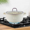 Κατσαρόλα Goldmann GM-0324B, 4,5 l, 24 cm, Αντικολλητική μαρμάρινη επίστρωση, Καπάκι με άνοιγμα, Επαγωγή, Μπεζ