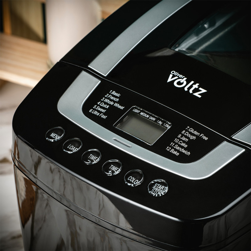 Αρτοποιείο Oliver Voltz OV51446B, 800W, 12 προγράμματα, οθόνη LCD, χρονοδιακόπτης, μαύρο.
