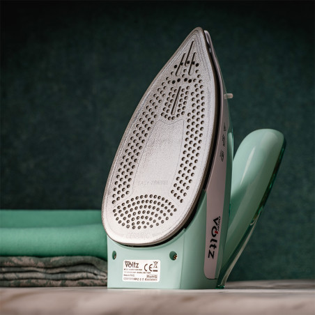 Σίδερο ταξιδιού Oliver Voltz OV51050K, 1100W, 55 ml, Πτυσσόμενη λαβή, Προστασία από υπερθέρμανση, Τυρκουάζ/Λευκό