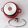 Κατσαρόλα Goldmann GM-7324R, 4,5 l, 24 cm, Αντικολλητική μαρμάρινη επίστρωση, Καπάκι με άνοιγμα, Επαγωγή, Κόκκινο