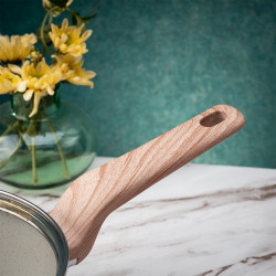 Βαθύ τηγάνι με καπάκι Voltz Nice OV54419E24CD, 24x6.3 cm, Μαρμάρινο φινίρισμα, Επαγωγή, Κρέμα μελανζέ