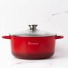 Γλάστρα Goldmann GM-7320R, 2.3 l, 20 cm, Αντικολλητική μαρμάρινη επίστρωση, Καπάκι με άνοιγμα, Επαγωγή, Κόκκινο