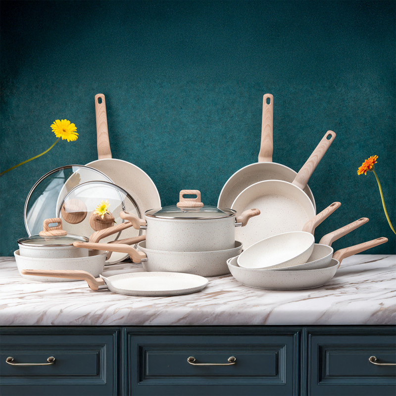 Κατσαρόλα Voltz Nice OV54419E26, 26x5.2 cm, Μαρμάρινο φινίρισμα, Επαγωγή, Κρέμα μελανζέ