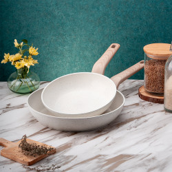 Κατσαρόλα Voltz Nice OV54419E26, 26x5.2 cm, Μαρμάρινο φινίρισμα, Επαγωγή, Κρέμα μελανζέ