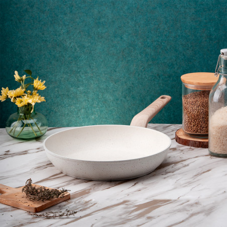 Κατσαρόλα Voltz Nice OV54419E26, 26x5.2 cm, Μαρμάρινο φινίρισμα, Επαγωγή, Κρέμα μελανζέ