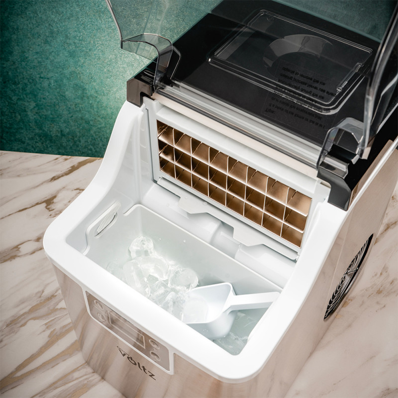 Παγομηχανή Oliver Voltz OV51447D, 170W, 22kg/24h, 3.2L, 24 τετραγωνικοί κύβοι ανά κύκλο λειτουργίας, Inox
