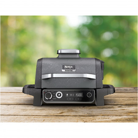 Επιτραπέζια Ηλεκτρική Ψησταριά Σχάρας γκριλ Ninja OG701EU, 2400W, Έως 260C, Εσωτερική κεραμική επίστρωση αμίνης, Woodfire, Γκρι