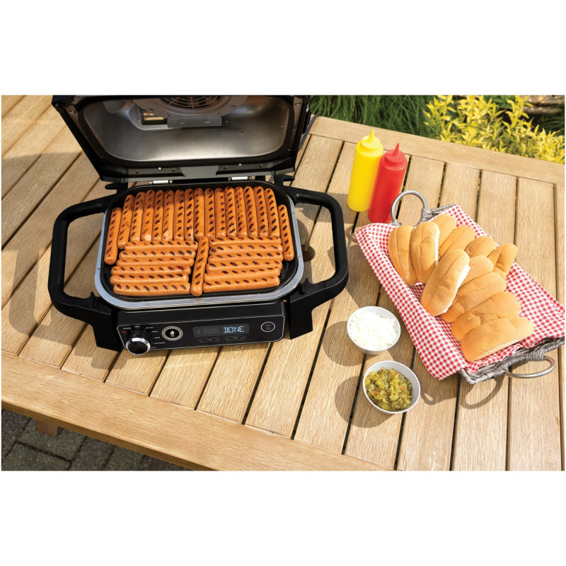 Επιτραπέζια Ηλεκτρική Ψησταριά Σχάρας γκριλ Ninja OG701EU, 2400W, Έως 260C, Εσωτερική κεραμική επίστρωση αμίνης, Woodfire, Γκρι