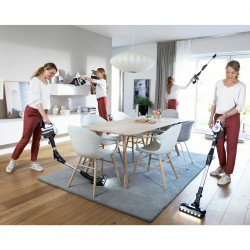 Σκούπα όρθια Bosch Unlimited 7 BBS711W, 300 ml, μοτέρ TurboSpin, φώτα LED, αυτονομία 40 λεπτά, Λευκό/μαύρο