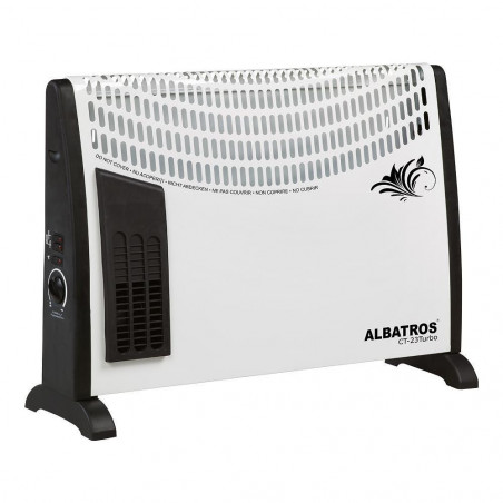 Θερμαντήρας δαπέδου ALBATROS CT-23TURBO, 2000W, 20 m2, ανεμιστήρας TURBO, ρυθμιζόμενος θερμοστάτης, προστασία από υπερθέρμανση, λευκό/μαύρο