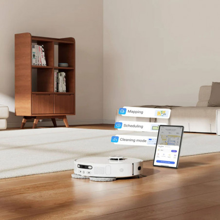 Ρομποτική ηλεκτρική σκούπα Dreame L10 Ultra, 5300 Pa, 5200 mAh, 75W, Έως 200 m2, 3D χαρτογράφηση, αισθητήρας LDS, σταθμός φόρτισης, αυτονομία έως 210 λεπτά, λευκό