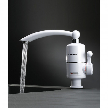 Θερμοσίφωνας Crown CIHF-3000V, 3kW, 1.5-2 l/min, Στιγμιαία, Μόνιμος, Έλεγχος θερμοκρασίας, Εξοικονόμηση ενέργειας, Λευκό