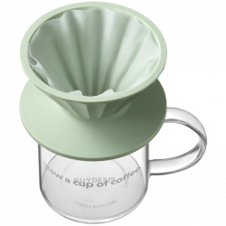 Buydeem CD1024-CG χειροκίνητο σετ καφέ φίλτρου, 300 ml, γυαλί, ανοξείδωτο ατσάλι, πράσινο
