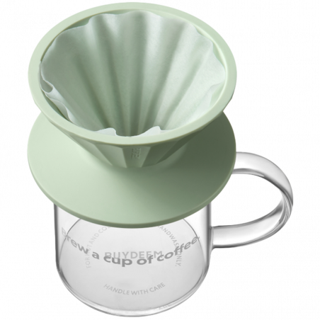 Buydeem CD1024-CG χειροκίνητο σετ καφέ φίλτρου, 300 ml, γυαλί, ανοξείδωτο ατσάλι, πράσινο