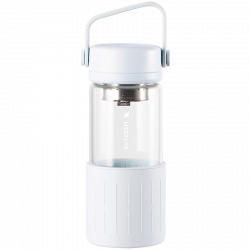 Μπουκάλι τσαγιού με εγχυτήρα BUYDEEM DG42, 300 ml, Προστατευτικό σιλικόνης, Λευκό
