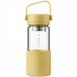 Μπουκάλι τσαγιού με εγχυτήρα BUYDEEM DG42, 300 ml, Προστατευτικό σιλικόνης, Κίτρινο