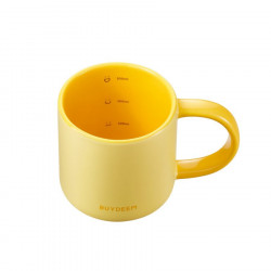 Κεραμικό φλιτζάνι τσαγιού και καφέ Buydeem CD1018-MY, 350 ml, Επίπεδος πάτος, Εσωτερική κλίμακα μέτρησης, Κεραμικό υψηλής θερμοκρασίας, Κίτρινο