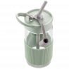 Buydeem CD1017-CG φορητή φιάλη ποτών, 500 ml, Ενσωματωμένο καλαμάκι, Αδιάβροχο, Ανθεκτικό στη θερμότητα γυαλί έως 150°C, Χωρίς BPA, Πράσινο