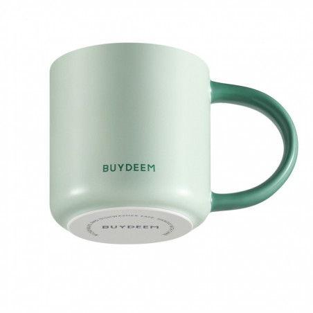 Κεραμικό φλιτζάνι τσαγιού και καφέ Buydeem CD1018-CG, 350 ml, Επίπεδος πάτος, Εσωτερική κλίμακα μέτρησης, Κεραμικό υψηλής θερμοκρασίας, Πράσινο