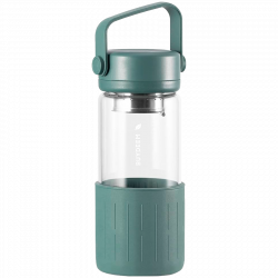 Μπουκάλι τσαγιού με εγχυτήρα BUYDEEM DG42, 300 ml, προστατευτικό σιλικόνης, πράσινο