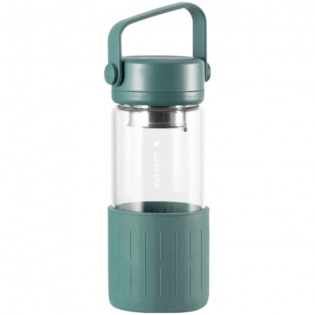 Μπουκάλι τσαγιού με εγχυτήρα BUYDEEM DG42, 300 ml, προστατευτικό σιλικόνης, πράσινο