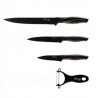 Σετ μαχαιριών και αποφλοιωτών Switzňer SW-5555-BLK, 4 τεμάχια, Αποφλοιωτής, Κεραμική επίστρωση, Ακόνισμα με λέιζερ, Ανοξείδωτο ατσάλι, Μαύρο