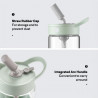 Buydeem CD1017-CG φορητή φιάλη ποτών, 500 ml, Ενσωματωμένο καλαμάκι, Αδιάβροχο, Ανθεκτικό στη θερμότητα γυαλί έως 150°C, Χωρίς BPA, Πράσινο
