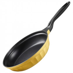 BUYDEEM CP182 τηγάνι, 28 cm, Γυάλινο καπάκι, Χυτοαλουμίνιο, Χωρίς PFOA, Αντικολλητική επίστρωση, Κίτρινο