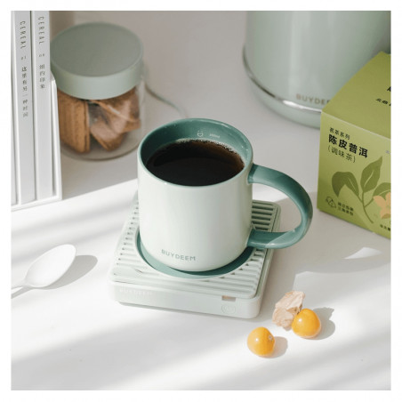 Κεραμικό φλιτζάνι τσαγιού και καφέ Buydeem CD1018-CG, 350 ml, Επίπεδος πάτος, Εσωτερική κλίμακα μέτρησης, Κεραμικό υψηλής θερμοκρασίας, Πράσινο