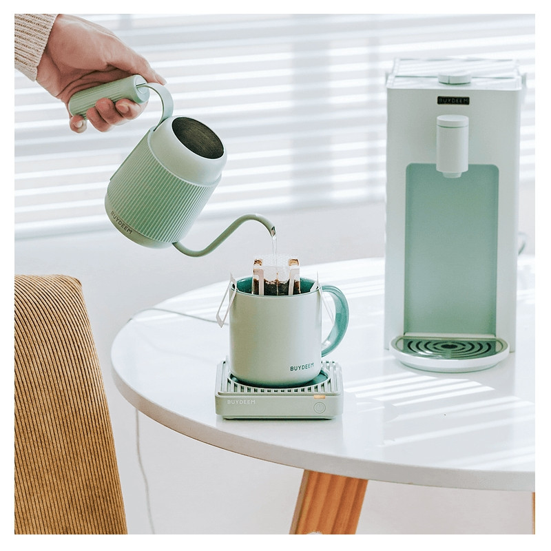 Κεραμικό φλιτζάνι τσαγιού και καφέ Buydeem CD1018-CG, 350 ml, Επίπεδος πάτος, Εσωτερική κλίμακα μέτρησης, Κεραμικό υψηλής θερμοκρασίας, Πράσινο