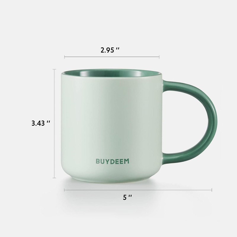 Κεραμικό φλιτζάνι τσαγιού και καφέ Buydeem CD1018-MY, 350 ml, Επίπεδος πάτος, Εσωτερική κλίμακα μέτρησης, Κεραμικό υψηλής θερμοκρασίας, Κίτρινο