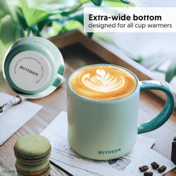 Κεραμικό φλιτζάνι τσαγιού και καφέ Buydeem CD1018-MY, 350 ml, Επίπεδος πάτος, Εσωτερική κλίμακα μέτρησης, Κεραμικό υψηλής θερμοκρασίας, Κίτρινο