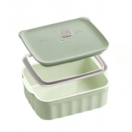 Κεραμικό κουτί φαγητού Buydeem CT3007-CG, 500 ml, 19.5x11x16.5 cm, ανθεκτικό στη θερμότητα έως 230°C, συμβατό με φούρνο και φούρνο μικροκυμάτων, πράσινο