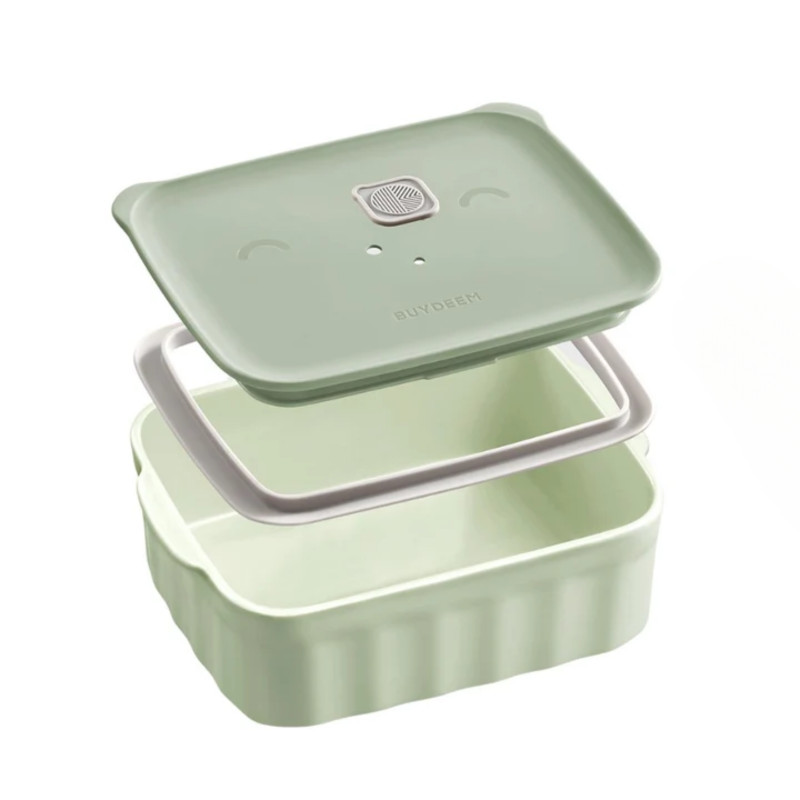 Κεραμικό κουτί φαγητού Buydeem CT3007-MY, 500 ml, 19.5x11x16.5 cm, ανθεκτικό στη θερμότητα έως 230°C, συμβατό με φούρνο και φούρνο μικροκυμάτων, Κίτρινο