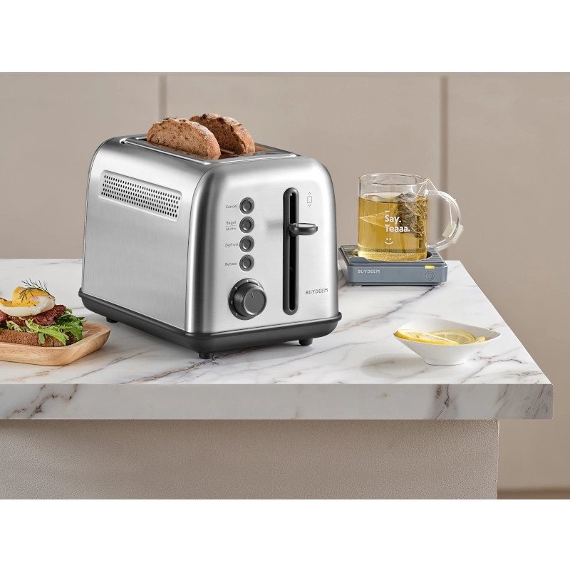 Buydeem DT620E-SS/EU τοστιέρα ψωμιού, 900W, έως 204C°, 7 προγράμματα, μεγάλα ανοίγματα, υψηλό pop-up, Inox
